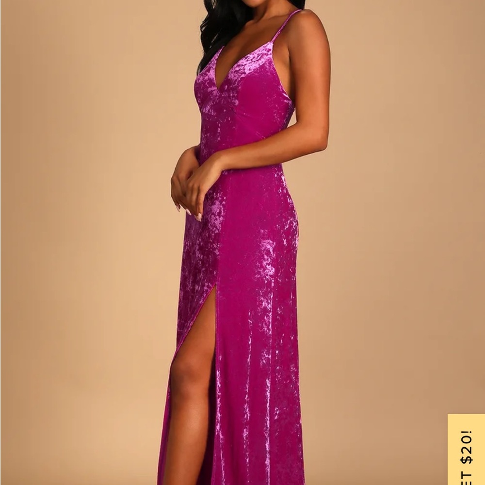 Magenta Crushed Velvet Maxi Dress